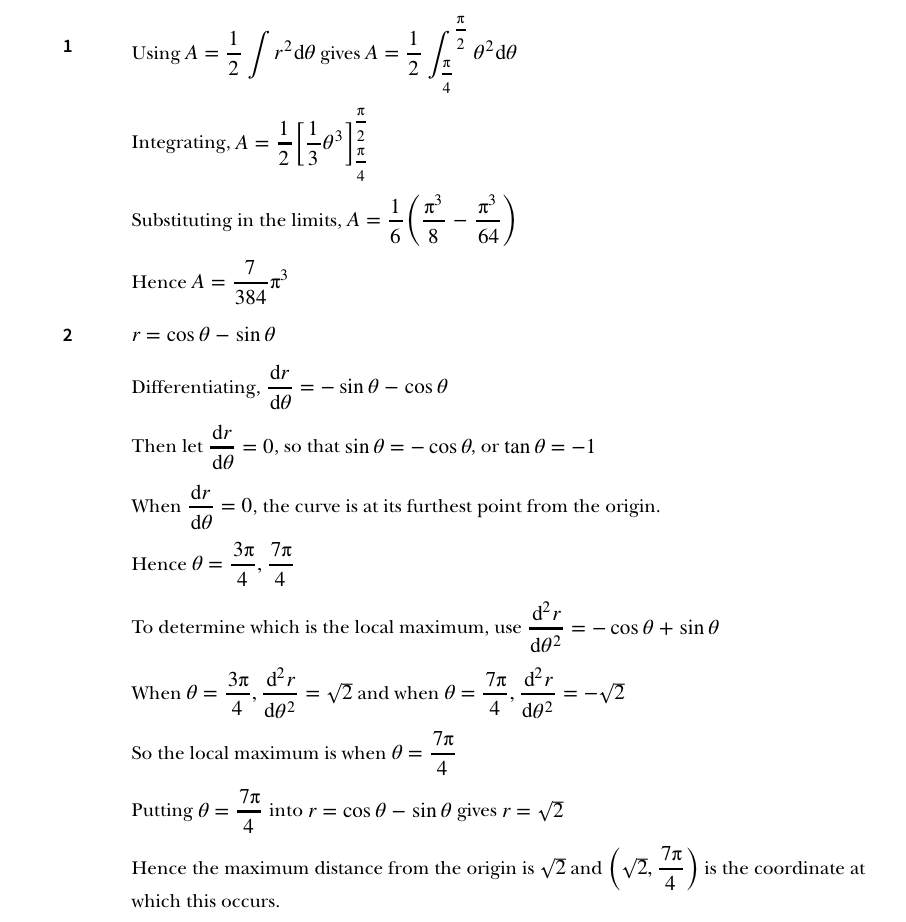 9231. Pure 1. Polar Coordinates. Exercise 2 – Maths with David