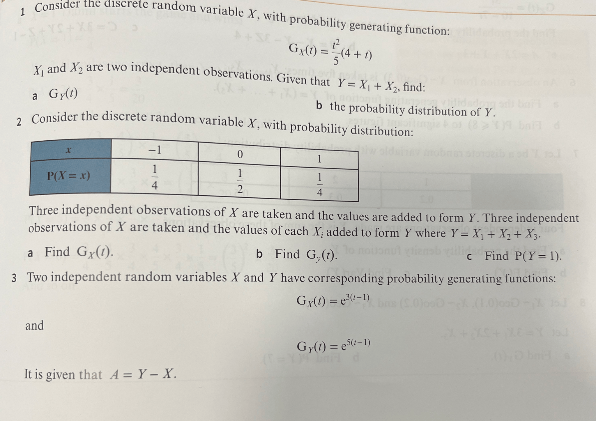 9231. Statistics. Probability Generating Functions – Maths with David